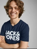 JACK JONES Yazılı Erkek Bisiklet Yaka Tişört 12151955 - 5