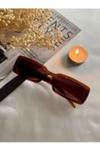 Vintage Model Baklava Desen Detaylı Füme Unisex Güneş Gözlüğü Kahverengi Tek Ebat - 1