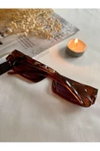 Vintage Model Baklava Desen Detaylı Füme Unisex Güneş Gözlüğü  Kahverengi Tek Ebat - 4