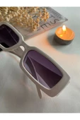 Vintage Model Baklava Desen Detaylı Füme Unisex Güneş Gözlüğü  Beyaz Tek Ebat - 2