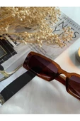 Vintage Model Baklava Desen Detaylı Füme Unisex Güneş Gözlüğü Kahverengi Tek Ebat - 2