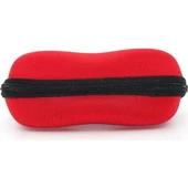Fermuarlı Gözlük Kılıfı Gözlük Kabı Gri Kırmızı - 1
