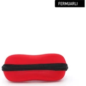 Fermuarlı Gözlük Kılıfı Gözlük Kabı Gri Kırmızı - 5