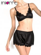 Dantel Detaylı Dolgusuz Saten Şortlu Bralet Takım thumbnail 3