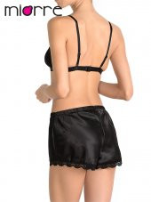 Dantel Detaylı Dolgusuz Saten Şortlu Bralet Takım thumbnail 4