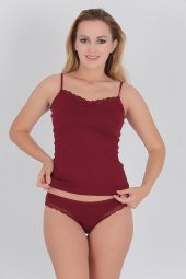 Dantelli Kadın Atlet Külot Takım Bordo thumbnail 2