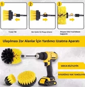 Matkap Uyumlu Uzatma Aparatlı Temizleme Fırça Seti 3 Adet - 6