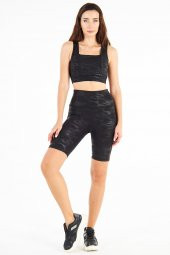 Yüksek Bel Kamuflaj Dalgıç Push Up Toparlayıcı Biker Şort Spor Tayt ve Spor Sütyeni Crop Takımı - 3