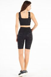 Yüksek Bel Kamuflaj Dalgıç Push Up Toparlayıcı Biker Şort Spor Tayt ve Spor Sütyeni Crop Takımı - 8