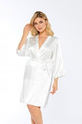 İpek Saten Beyaz Sabahlık thumbnail 1
