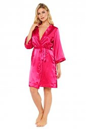 İpek Saten Fuşya Sabahlık thumbnail 2