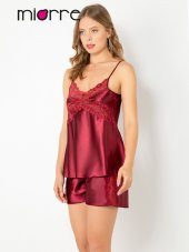 İnce Askılı Dantelli Saten Şortlu Takım thumbnail 3