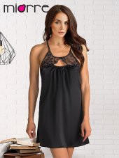 Sırtı Çapraz Askılı Dantel Detaylı Saten Gecelik thumbnail 4