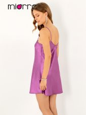 İnce Askılı Mini Saten Gecelik thumbnail 6