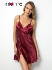 Dantelli Yırtmaçlı Saten Gecelik thumbnail 2