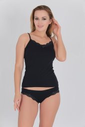 Dantelli Kadın Atlet Külot Takım Siyah thumbnail 4