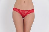 Ön ve Arka Dantelli Düşük Bel Slim Külot Kırmızı thumbnail 2