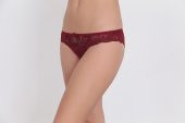 Ön ve Arka Dantelli Düşük Bel Slim Külot Bordo - 1