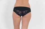 Ön ve Arka Dantelli Düşük Bel Slim Külot Siyah - 3