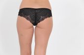 Arkası Full Dantelli Düşük Bel Slim Külot Siyah thumbnail 3