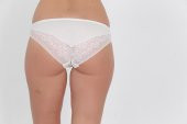 Ön ve Arkası Dantelli Düşük Bel Slim Külot Ekru - 3