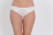 Ön ve Arkası Dantelli Düşük Bel Slim Külot Ekru - 2