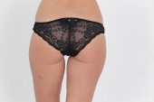 Arkası Dantelli Düşük Bel Slim Külot Siyah thumbnail 3