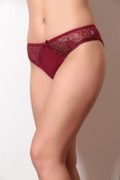 Dantel ve Fiyonk Detaylı Kadın Günlük Külot Bordo thumbnail 1