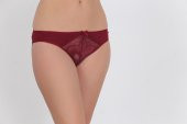 Ön ve Arkası Dantelli Düşük Bel Slim Külot Bordo thumbnail 1