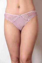 Dantel ve Fiyonk Detaylı Kadın Günlük Külot Gül Kurusu thumbnail 2