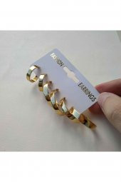 6lı Set Gold Renk Kaplama Düz Halka Küpe - 1