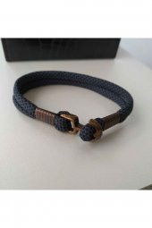 Unisex Lacivert Keten Deri Bileklik - 1