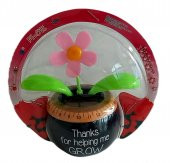 Açık Pembe Yapraklı Saksıda Güneş Enerjili Dans Eden Çiçek Solar Enerjili Flip Flap - 1