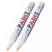 Oto Lastik Yazı Kalemi 2'li Set Beyaz-Beyaz Lastik Boya Kalemi Yazı Renklendirme Kalemi - 1