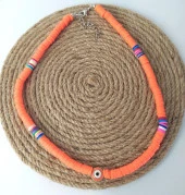 Nazar Boncuklu Neon Turuncu Fimo Kolye Bijuteri Takı - 1