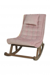 Asedia Miskin Ceviz Pembe Ahşap Sallanan Sandalye Dinlenme Emzirme Baba Tv Okuma Uzanma Koltuğu Berjer thumbnail 1