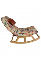 Asedia Miskin Naturel Çiçekli Ahşap Sallanan Sandalye Dinlenme Emzirme Baba Tv Okuma Uzanma Koltuğu Berjer thumbnail 1