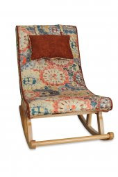 Asedia Miskin Naturel Çiçekli Ahşap Sallanan Sandalye Dinlenme Emzirme Baba Tv Okuma Uzanma Koltuğu Berjer thumbnail 2