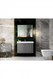 KAREN BANYO ARİN BANYO DOLABI TAKIMI MDF, 80 CM, ANTRASİT - 1