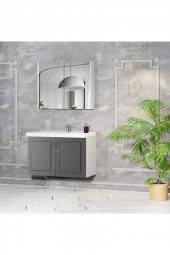 KAREN BANYO ARİN BANYO DOLABI TAKIMI MDF, 80 CM, ANTRASİT - 2