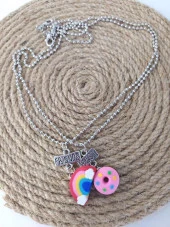 Best Friend Arkadaşlık Çift Kolye Donut Gökkuşağı Bijuteri Takı Aksesuar - 1