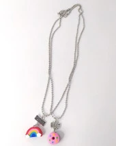 Best Friend Arkadaşlık Çift Kolye Donut Gökkuşağı Bijuteri Takı Aksesuar - 4