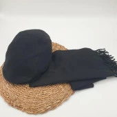 Siyah Renk Kasket Ve Atkı İkili Takım - 3