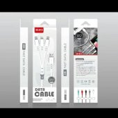 Data Cable Xs-013 Çoklu Şarj Kablosu 3 Uçlu iPhone Uyumlu, MicroUsb, Type-c Uyumlu Çoklu Şarj Kablo - 3