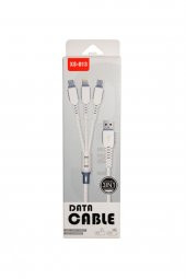 Data Cable Xs-013 Çoklu Şarj Kablosu 3 Uçlu iPhone Uyumlu, MicroUsb, Type-c Uyumlu Çoklu Şarj Kablo - 1