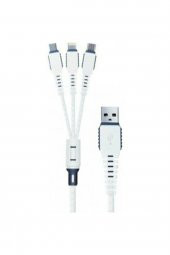 Data Cable Xs-013 Çoklu Şarj Kablosu 3 Uçlu iPhone Uyumlu, MicroUsb, Type-c Uyumlu Çoklu Şarj Kablo - 2