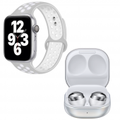 Apple Uyumlu Watch 7 Nike 44 Gümüş Akıllı Saat Galaxy Buds Pro Beyaz Kablosuz Bluetooth Kulaklık - 2