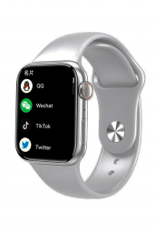 Samsung Uyumlu Galaxy Buds+ Beyaz Bluetooth Kulaklık M26 Plus Smart Watch 6 Gri Akıllı Saat - 8