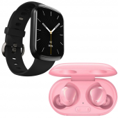 Samsung Uyumlu Galaxy Buds+ Pembe Bluetooth Kulaklık Smartwatch Siyah Akıllı Saat - 2