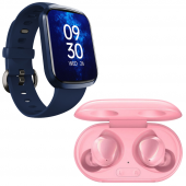 Samsung Uyumlu Galaxy Buds+ Pembe Bluetooth Kulaklık Smartwatch Mavi Akıllı Saat - 2
